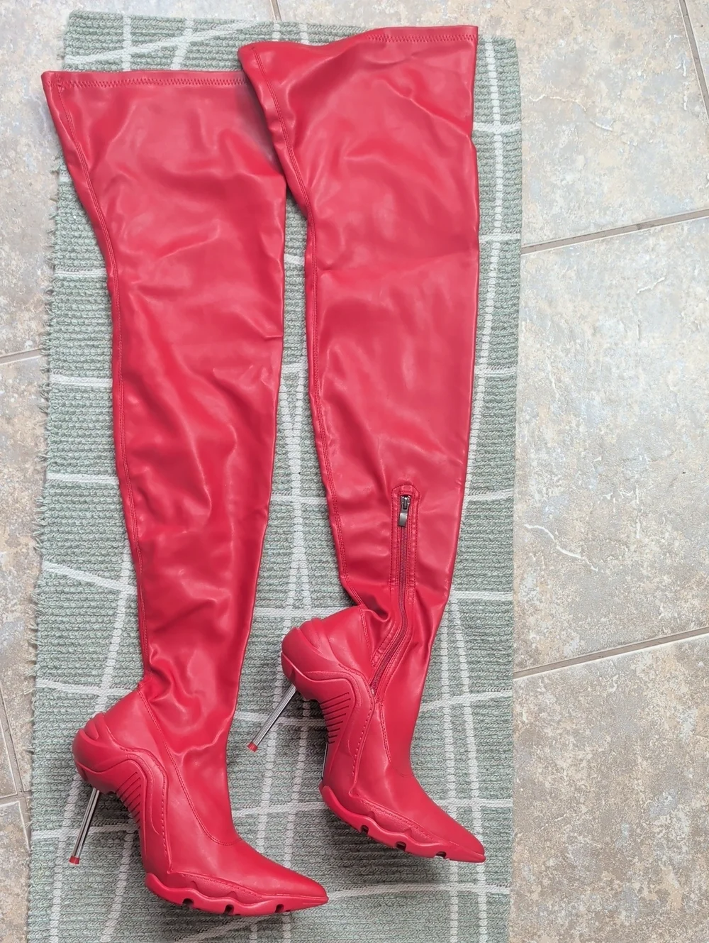 Azalea Wang Red Over-the-Knee Stiletto Boots